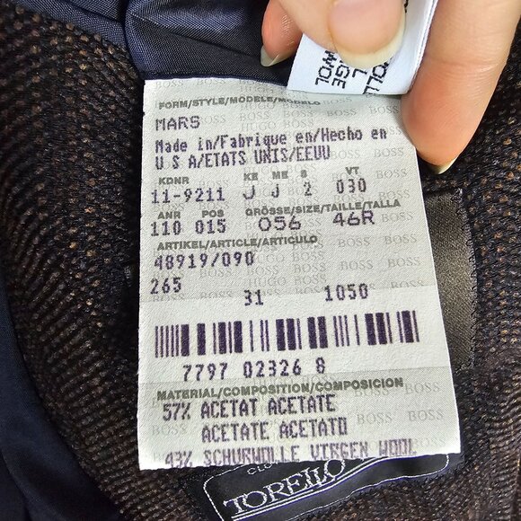 Hugo Boss Neiman Marcus Wool Blazer 46R Brown Ventless Office Quiet Luxury USA - Picture 7 of 15